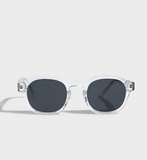 Clear frame round sunglasses