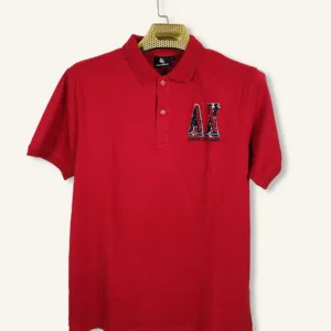 AX | Premium | Cherry Red | Cotton Polo T-Shirt | Large
