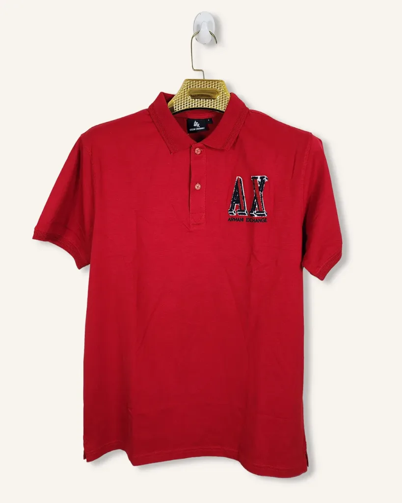 AX | Premium | Cherry Red | Cotton Polo T-Shirt | Large